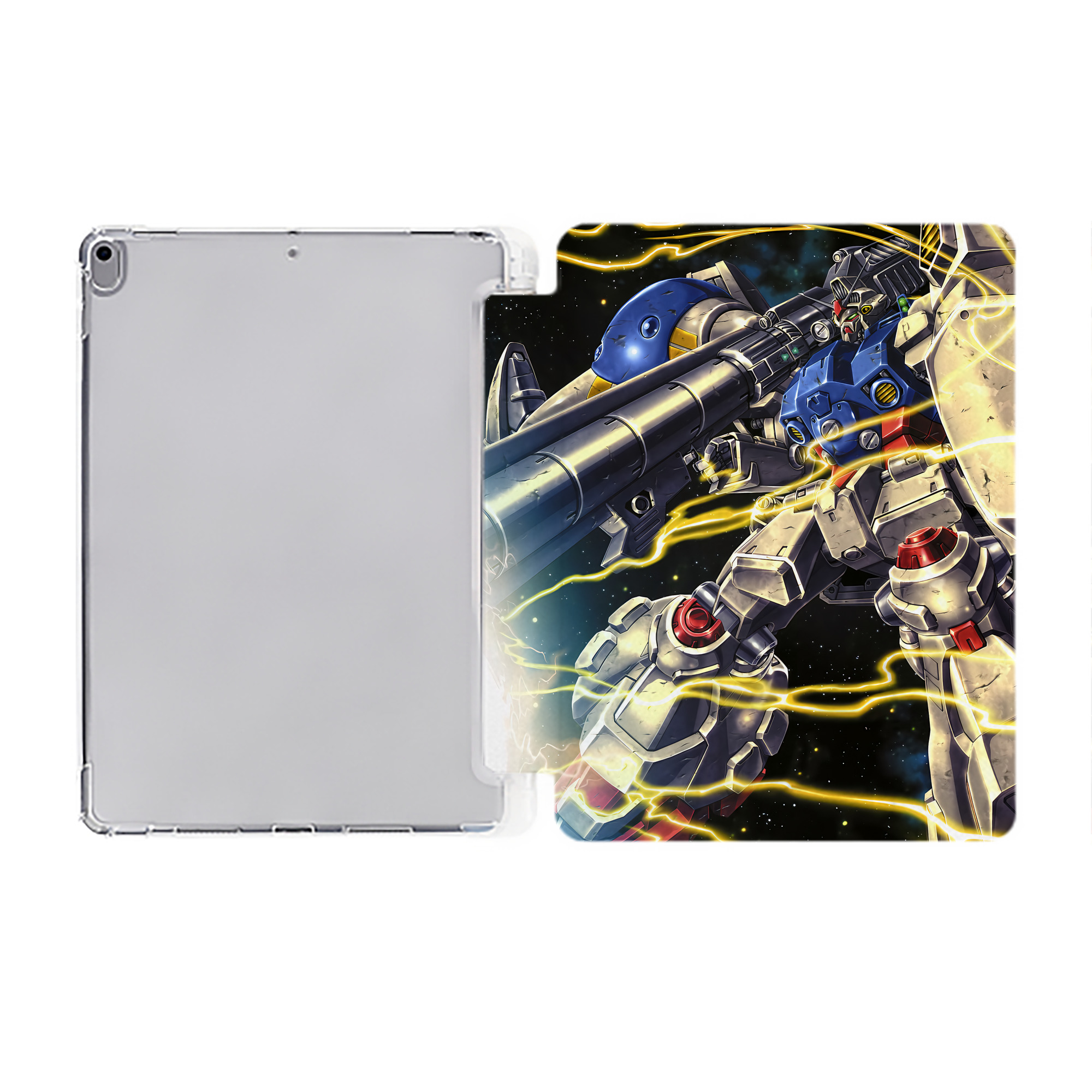 （画像用） 機動戦士ガンダム Mobile Suit Gundam IPad ケース ペン収納付き 三つ折りスタンド PUレザー×シリコン 対応機種9.5/10.5/10.9インチ